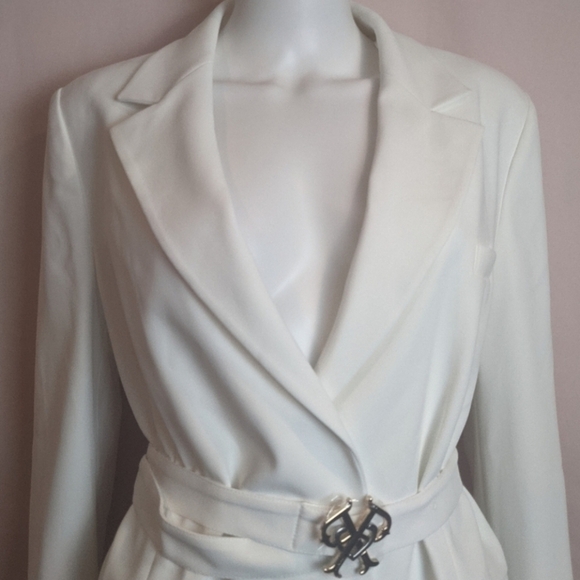 Pinko Cola 1 Giacca White Belted Jacket size 10 - Picture 4 of 13